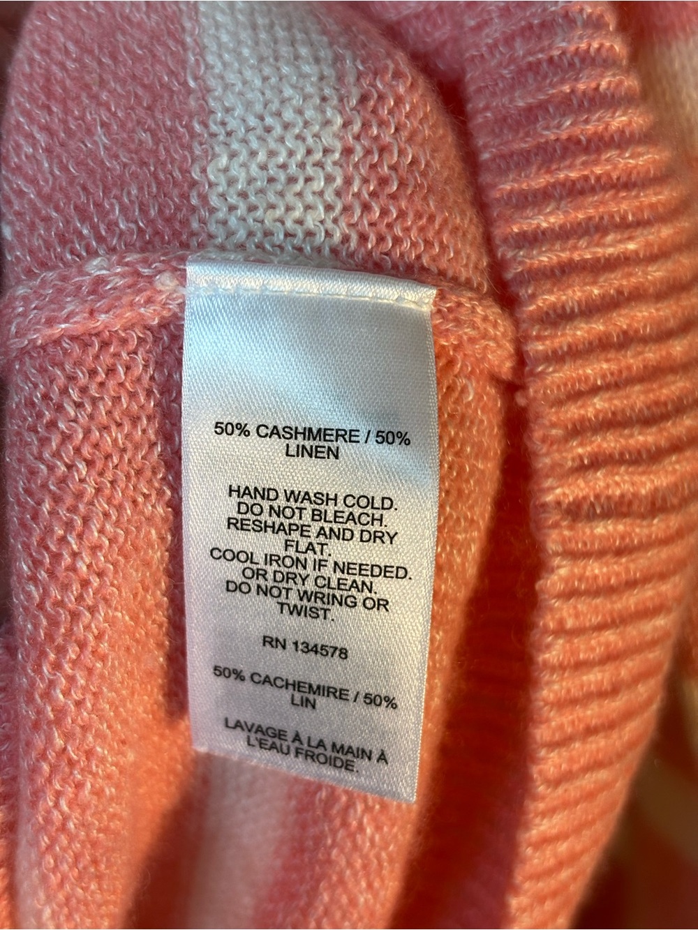 Vineyard Vines Cayman Striped Cashmere Linen Blend Preppy Sweater Small Pink - Picture 5 of 7